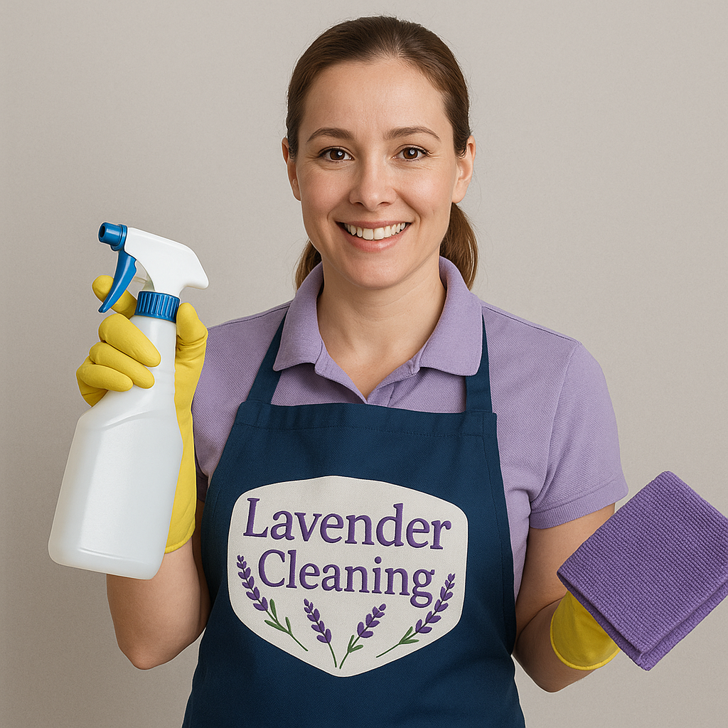 A smiling cleaning professional