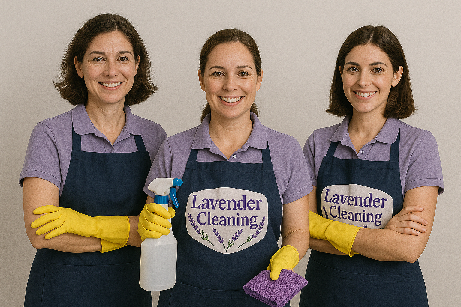 A smiling cleaning professional